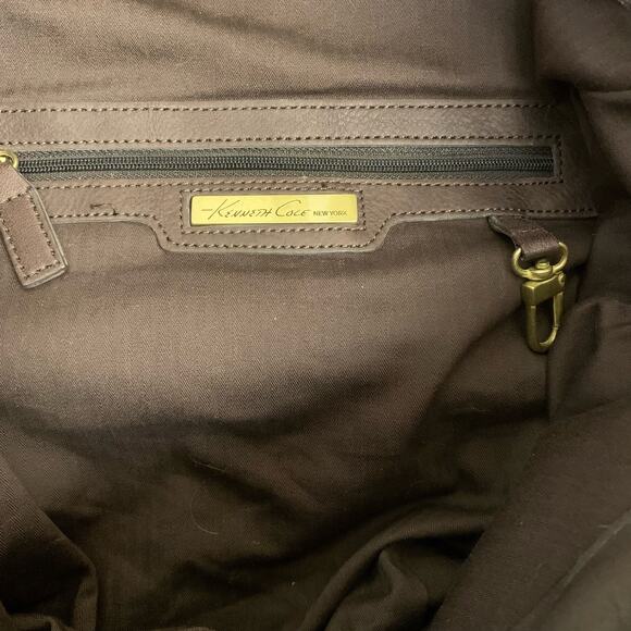 Kenneth Cole Dark Brown Leather Slouchy Hobo Circle Shoulder Bag - Picture 9 of 11